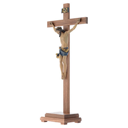 Cruz de mesa mod. Corpus madeira Val Gardena Antigo Gold 2