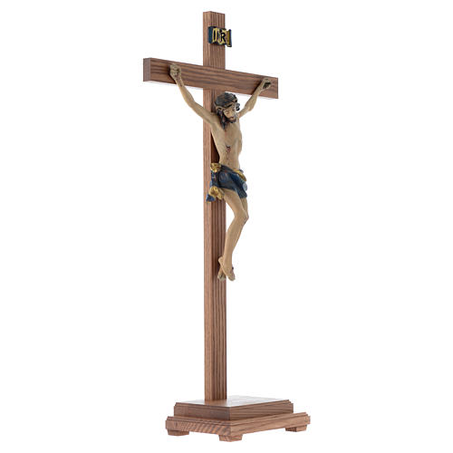 Cruz de mesa mod. Corpus madeira Val Gardena Antigo Gold 3