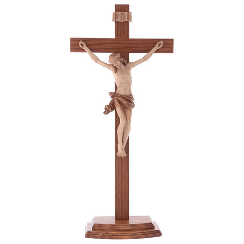 Crucifix à poser bois patiné multinuances mod. Corpus 1