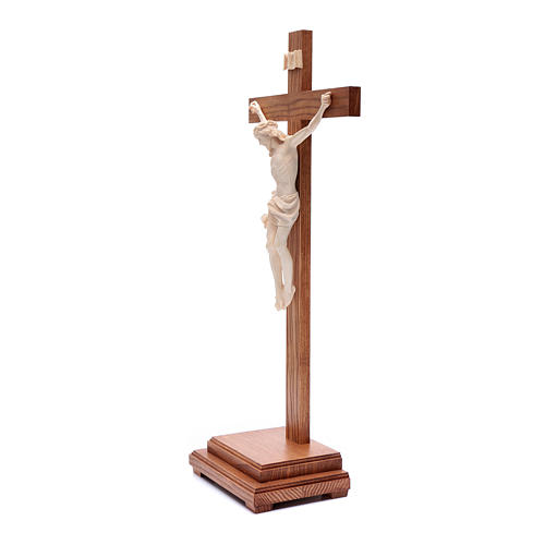 Natural wax table crucifix, Corpus model in Valgardena wood 2