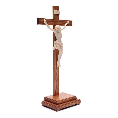 Natural wax table crucifix, Corpus model in Valgardena wood 3