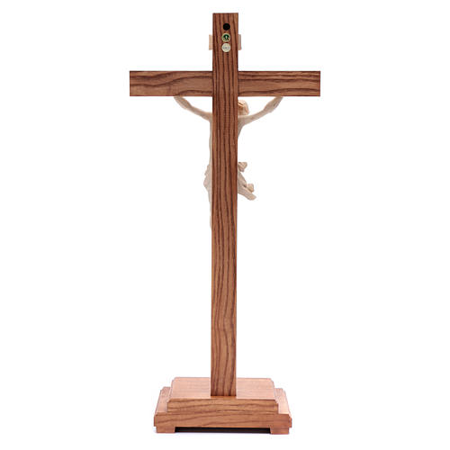Natural wax table crucifix, Corpus model in Valgardena wood 4