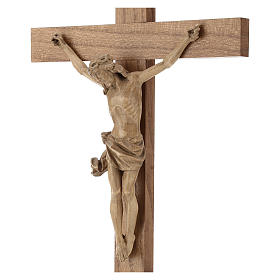 Patinated table crucifix, Corpus model in Valgardena wood
