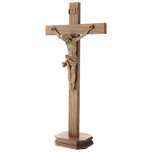 Patinated table crucifix, Corpus model in Valgardena wood 3