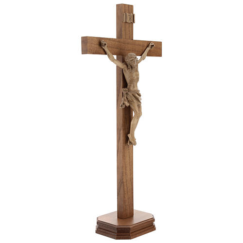 Patinated table crucifix, Corpus model in Valgardena wood 4
