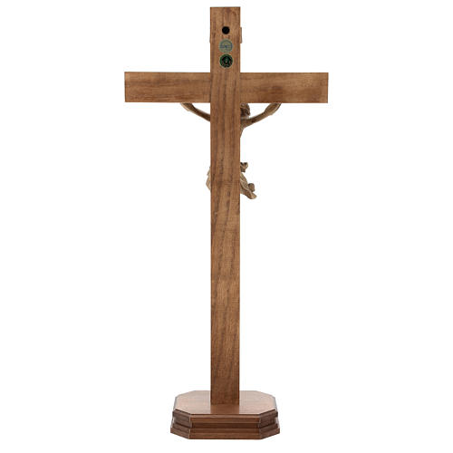 Patinated table crucifix, Corpus model in Valgardena wood 5