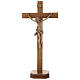 Patinated table crucifix, Corpus model in Valgardena wood s1