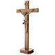 Patinated table crucifix, Corpus model in Valgardena wood s3