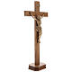 Patinated table crucifix, Corpus model in Valgardena wood s4
