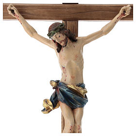 Sculpted table crucifix, Corpus model in antique gold Valgardena