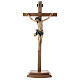 Sculpted table crucifix, Corpus model in antique gold Valgardena s1
