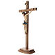 Sculpted table crucifix, Corpus model in antique gold Valgardena s3