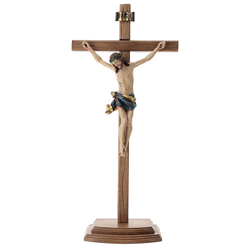 Cruz de mesa esculpida 25 cm mod. Corpus madeira Val Gardena Antigo Gold 1