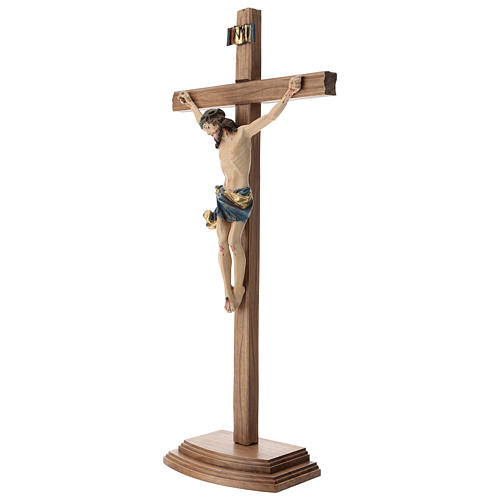 Cruz de mesa esculpida 25 cm mod. Corpus madeira Val Gardena Antigo Gold 3