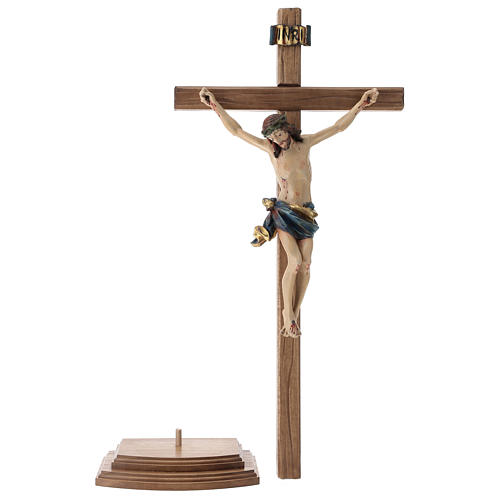 Cruz de mesa esculpida 25 cm mod. Corpus madeira Val Gardena Antigo Gold 6