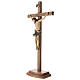 Cruz de mesa esculpida 25 cm mod. Corpus madeira Val Gardena Antigo Gold s3