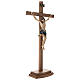 Cruz de mesa esculpida 25 cm mod. Corpus madeira Val Gardena Antigo Gold s4