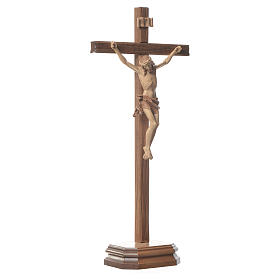 Crucifix à poser sculpté bois patiné multinuances mod. Corpus