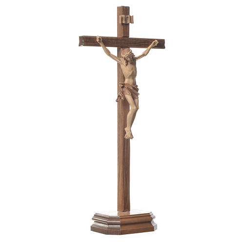 Crucifix à poser sculpté bois patiné multinuances mod. Corpus 2