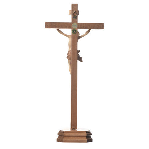 Crucifix à poser sculpté bois patiné multinuances mod. Corpus 3