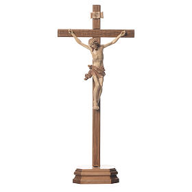 Krzyż na stół rzeźbiony mod. Corpus drewno Valgardena patynowany.
