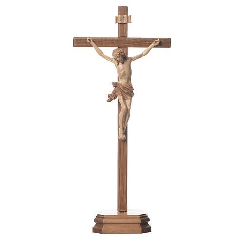 Krzyż na stół rzeźbiony mod. Corpus drewno Valgardena patynowany. 1
