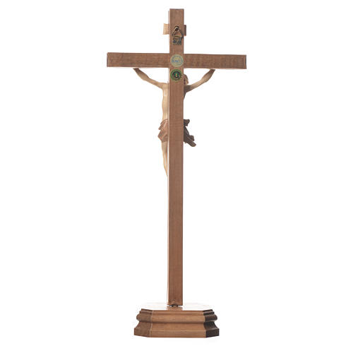 Cruz de mesa esculpida mod. Corpus madeira pátina múltipla Val Gardena 3