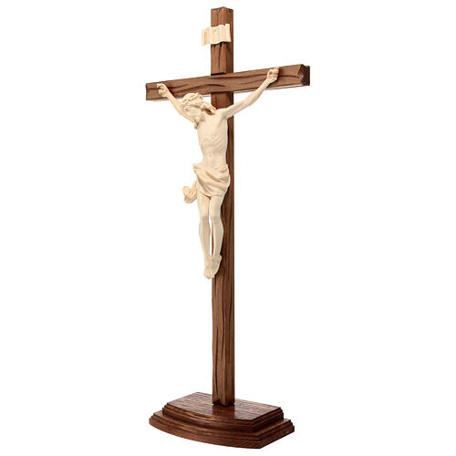 Sculpted table crucifix, Corpus model in natural wax Valgardena 3