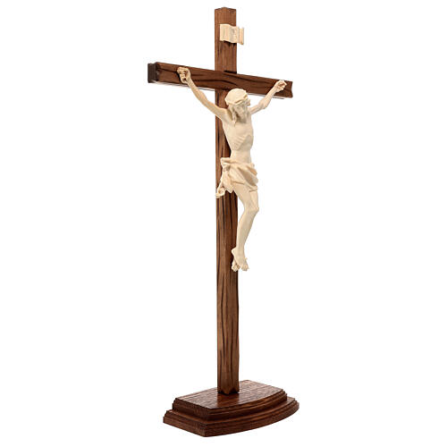 Sculpted table crucifix, Corpus model in natural wax Valgardena 5