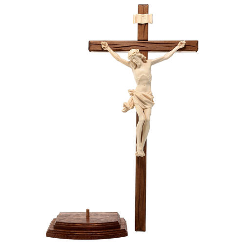 Sculpted table crucifix, Corpus model in natural wax Valgardena 8