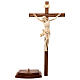 Sculpted table crucifix, Corpus model in natural wax Valgardena s8
