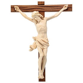 Sculpted table crucifix, Corpus model in natural wax Valgardena