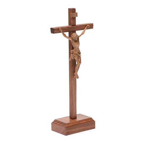 Sculpted table crucifix, Corpus model in patinated Valgardena wo 3