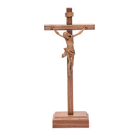 Cruz de mesa esculpida mod. Corpus madeira patinada Val Gardena