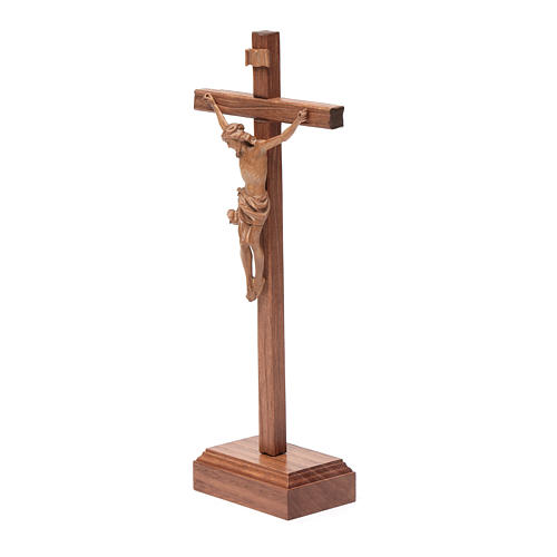 Sculpted table crucifix, Corpus model in patinated Valgardena wo 2