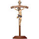 Sculpted crucifix with base in antique gold Valgardena wood s1
