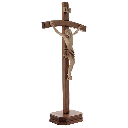 Sculpted crucifix with base in multi-patinated Valgardena wood 5