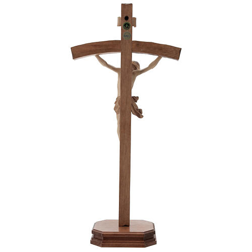 Sculpted crucifix with base in multi-patinated Valgardena wood 6