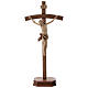 Sculpted crucifix with base in multi-patinated Valgardena wood s1