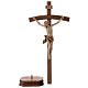 Sculpted crucifix with base in multi-patinated Valgardena wood s3
