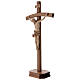 Sculpted crucifix with base in multi-patinated Valgardena wood s4