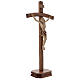 Sculpted crucifix with base in multi-patinated Valgardena wood s5