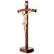 Sculpted crucifix with base in natural wax Valgardena wood s3