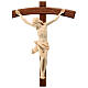 Sculpted crucifix with base in natural wax Valgardena wood s2