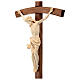 Sculpted crucifix with base in natural wax Valgardena wood s4