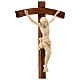 Sculpted crucifix with base in natural wax Valgardena wood s5