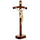 Sculpted crucifix with base in natural wax Valgardena wood s6