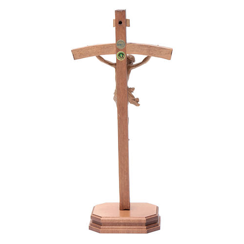 Sculpted crucifix with base in patinated Valgardena wood 4