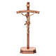Sculpted crucifix with base in patinated Valgardena wood s1