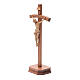 Sculpted crucifix with base in patinated Valgardena wood s2